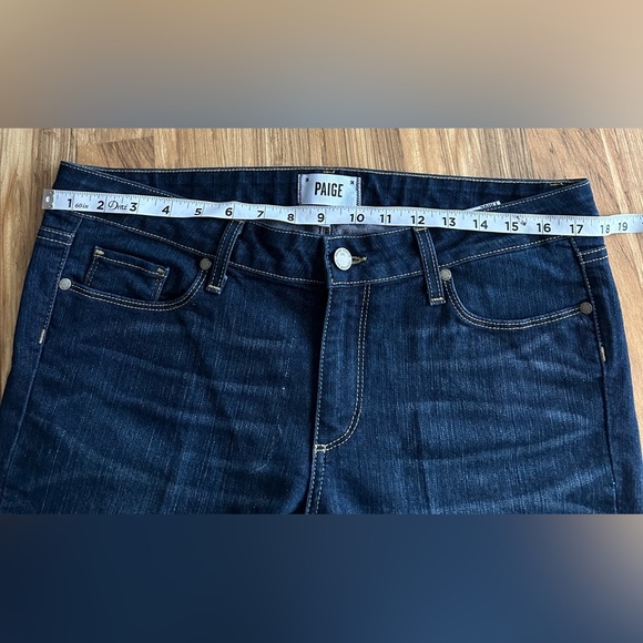 Paige Canyon Baby Boot Jeans Mid Rise Dark Wash Blue Size 32 - Picture 10 of 11
